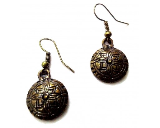 TINY Antique Gold Earring Jhumki Contemporary Jewelry Hook Drop Dangle EA218